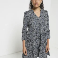 Vero Moda Robe Babydoll À Imprimée - Bleu Marine