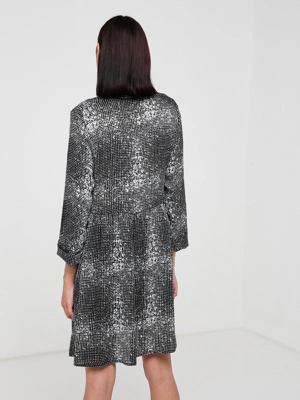 Robe Légère Imprimée - Noir 2 Robe Légère Imprimée - Noir – Image 2