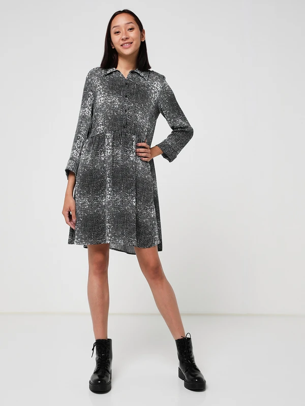 Robe Légère Imprimée - Noir 3 Robe Légère Imprimée - Noir – Image 3