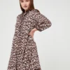 Comma Robe Fluide Imprimé Animalier - Ecru