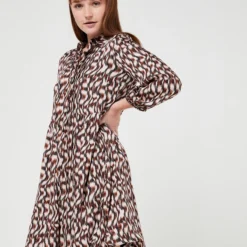 Comma Robe Fluide Imprimé Animalier - Ecru