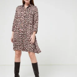 Comma Robe Fluide Imprimé Animalier - Ecru -Promos Sublisca Magasin 001009744 001 V3 T4