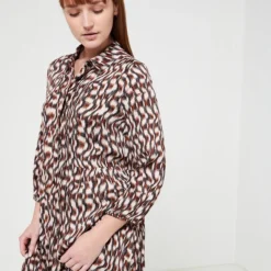 Comma Robe Fluide Imprimé Animalier - Ecru -Promos Sublisca Magasin 001009744 001 V4 T4