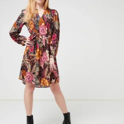 Robe Imprimée Fleurs - Noir -Promos Sublisca Magasin 001009748 001 V3 T4