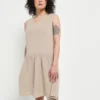 Robe En Lin Façon Babydoll - Beige