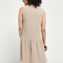 Robe En Lin Façon Babydoll - Beige -Promos Sublisca Magasin 001009749 001 V4 T4