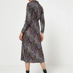 Robe Boutonnée Avec Ceinture À Nouer - Noir -Promos Sublisca Magasin 001009751 001 V2 T4