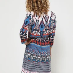 Robe Ceinturée Col V - Bleu -Promos Sublisca Magasin 001009754 001 V2 T4