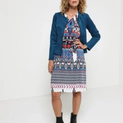 Robe Ceinturée Col V - Bleu -Promos Sublisca Magasin 001009754 001 V3 T4