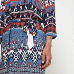 Robe Ceinturée Col V - Bleu -Promos Sublisca Magasin 001009754 001 V4 T4