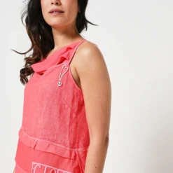 Robe En Lin Uni - Corail -Promos Sublisca Magasin 001009759 001 V2 T4