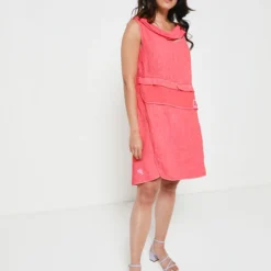 Robe En Lin Uni - Corail -Promos Sublisca Magasin 001009759 001 V3 T4