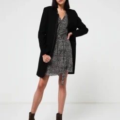 Ikks Robe Portefeuille Voile Imprimé Léopard - Noir -Promos Sublisca Magasin 001009769 001 V3 T4