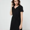 Robe Droite Avec Ceinture - Noir