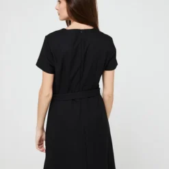 Robe Droite Avec Ceinture - Noir 5 Robe Droite Avec Ceinture - Noir -Promos Sublisca Magasin 001009776 001 V2 T4