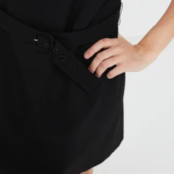 Robe Droite Avec Ceinture - Noir 7 Robe Droite Avec Ceinture - Noir -Promos Sublisca Magasin 001009776 001 V4 T4