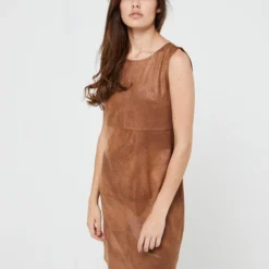 Robe Chasuble En Suédine - Camel