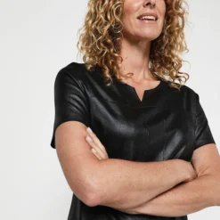 Robe En Suédine Aspect Cuir Craquelé - Noir -Promos Sublisca Magasin 001009786 001 V4 T4