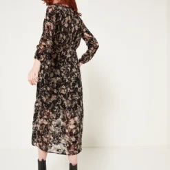 Robe En Voile Floqué Velours - Noir -Promos Sublisca Magasin 001009787 001 V2 T4