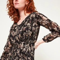 Robe En Voile Floqué Velours - Noir -Promos Sublisca Magasin 001009787 001 V3 T4