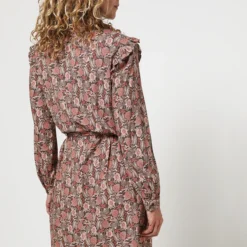 Robe Ceinturée, Emmanchures Volantées - Vert Kaki -Promos Sublisca Magasin 001009788 001 V2 T4