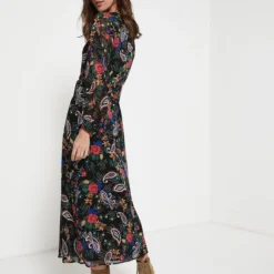 Robe En Voile Imprimé Cachemire - Noir -Promos Sublisca Magasin 001009803 001 V2 T4