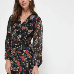 Robe En Voile Imprimé Cachemire - Noir -Promos Sublisca Magasin 001009803 001 V3 T4