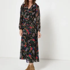 Robe En Voile Imprimé Cachemire - Noir -Promos Sublisca Magasin 001009803 001 V4 T4