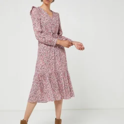 Robe En Crépon Esprit Bohème - Rose -Promos Sublisca Magasin 001009804 001 V3 T4