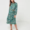 Robe Fluide Imprimée Fleurs - Vert