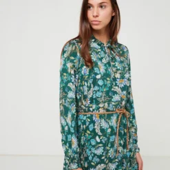 Robe Fluide Imprimée Fleurs - Vert 6 Robe Fluide Imprimée Fleurs - Vert -Promos Sublisca Magasin 001009806 001 V3 T4