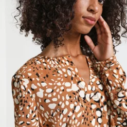 Robe Fluide Imprimée - Marron -Promos Sublisca Magasin 001009820 001 V4 T4