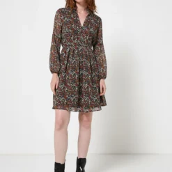 Robe En Voile Fleuri - Noir 6 Robe En Voile Fleuri - Noir -Promos Sublisca Magasin 001009833 001 V3 T4