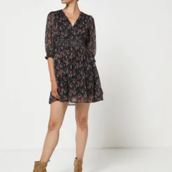 Robe En Voile Style Cache Cœur - Bleu Marine -Promos Sublisca Magasin 001009845 001 V3 T4