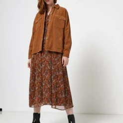 Robe Longue Blousante À Imprimé Cachemire - Marron -Promos Sublisca Magasin 001009861 001 V3 T4