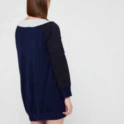 Robe Bimatière Détails Fausse Fourrure - Bleu Marine -Promos Sublisca Magasin 001009862 001 V4 T4