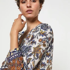 Robe Tunique À Imprimé Et Tâches Effet Métallisé - Beige 7 Robe Tunique À Imprimé Et Tâches Effet Métallisé - Beige -Promos Sublisca Magasin 001009863 001 V4 T4