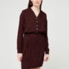 Robe Droite Fines Rayures Fantaisie - Rouge Bordeaux