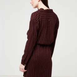 Robe Droite Fines Rayures Fantaisie - Rouge Bordeaux -Promos Sublisca Magasin 001009879 001 V2 T4