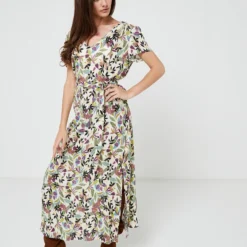 Robe Imprimée - Ecru