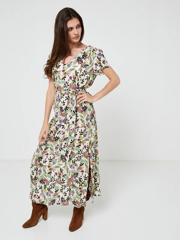 Robe Imprimée - Ecru 1 Robe Imprimée - Ecru