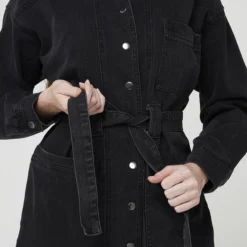 Vila Robe Chemisier En Black Denim Stretch - Gris -Promos Sublisca Magasin 001009894 001 V4 T4