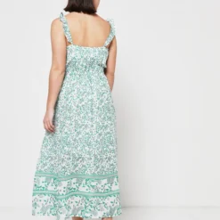 Robe À Bretelles Volantées Et Imprimé Néo Cachemire - Blanc -Promos Sublisca Magasin 001011287 001 V2 T4