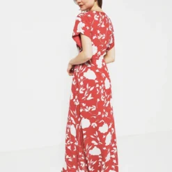 Robe Longue Décolleté Cache-cœur - Brique -Promos Sublisca Magasin 001011299 001 V2 T4