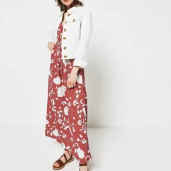 Robe Longue Décolleté Cache-cœur - Brique -Promos Sublisca Magasin 001011299 001 V3 T4