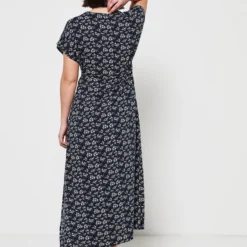 Robe Longue Fleurie Cache-cœur - Bleu Marine -Promos Sublisca Magasin 001011309 002 V2 T4