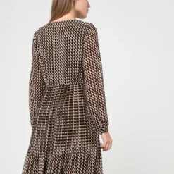 Comma Robe Cache-cœur Motif Géométrique - Marron -Promos Sublisca Magasin 001011314 001 V4 T4