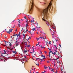 LA PETITE ETOILE Robe Chemise En Voile Imprimé Fleurs - Rouge -Promos Sublisca Magasin 001011324 001 V4 T4