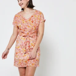 Promos Sublisca Magasin 17 Robe Courte Liberty En Voile De Coton - Orange