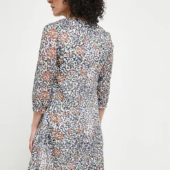 Freeman T. Porter Robe Fleurie Avec Encolure Plissée - Bleu -Promos Sublisca Magasin 001011345 001 V4 T4